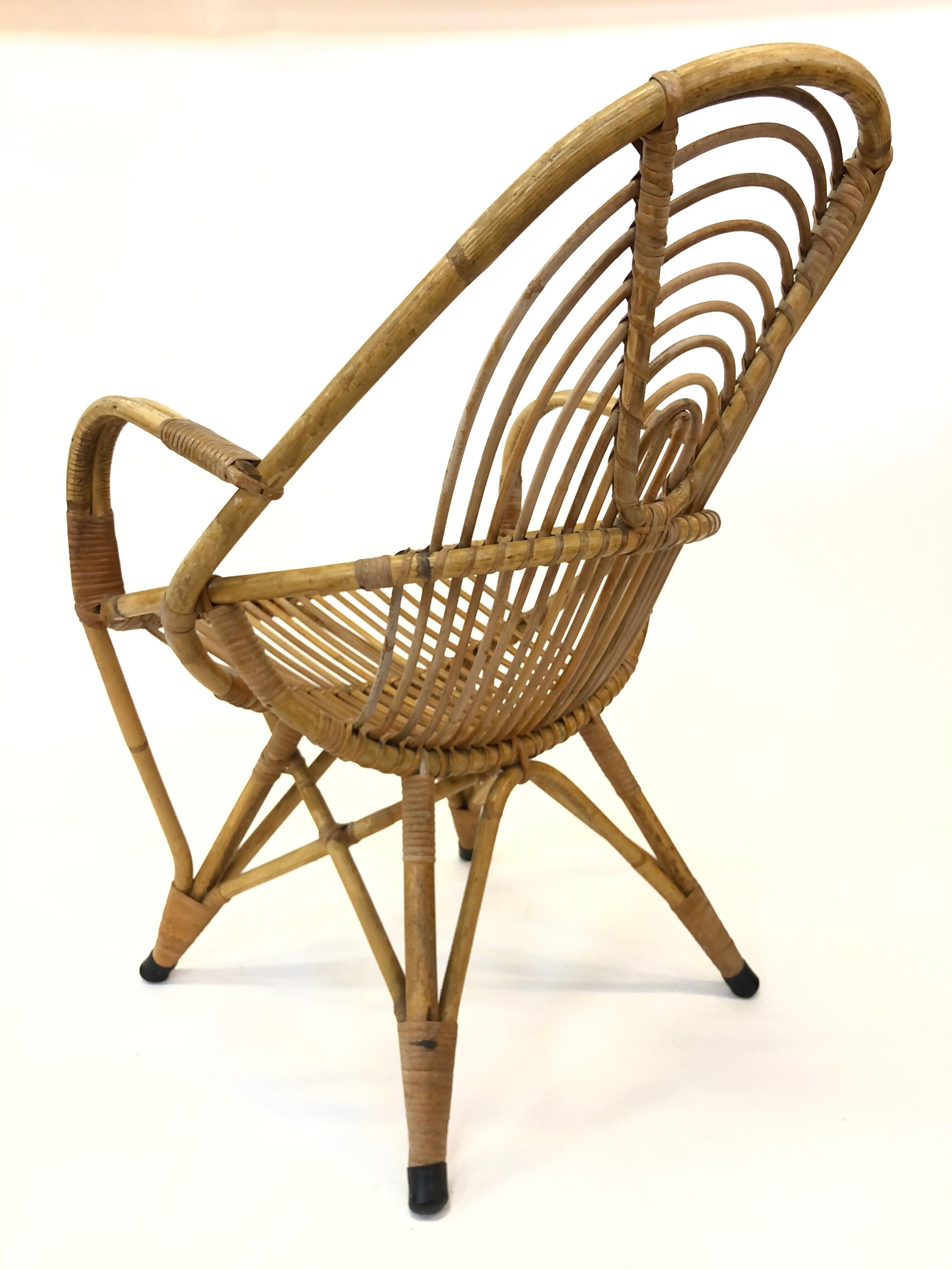 Rattan armchair by Rohe Noordwolde, 1960
