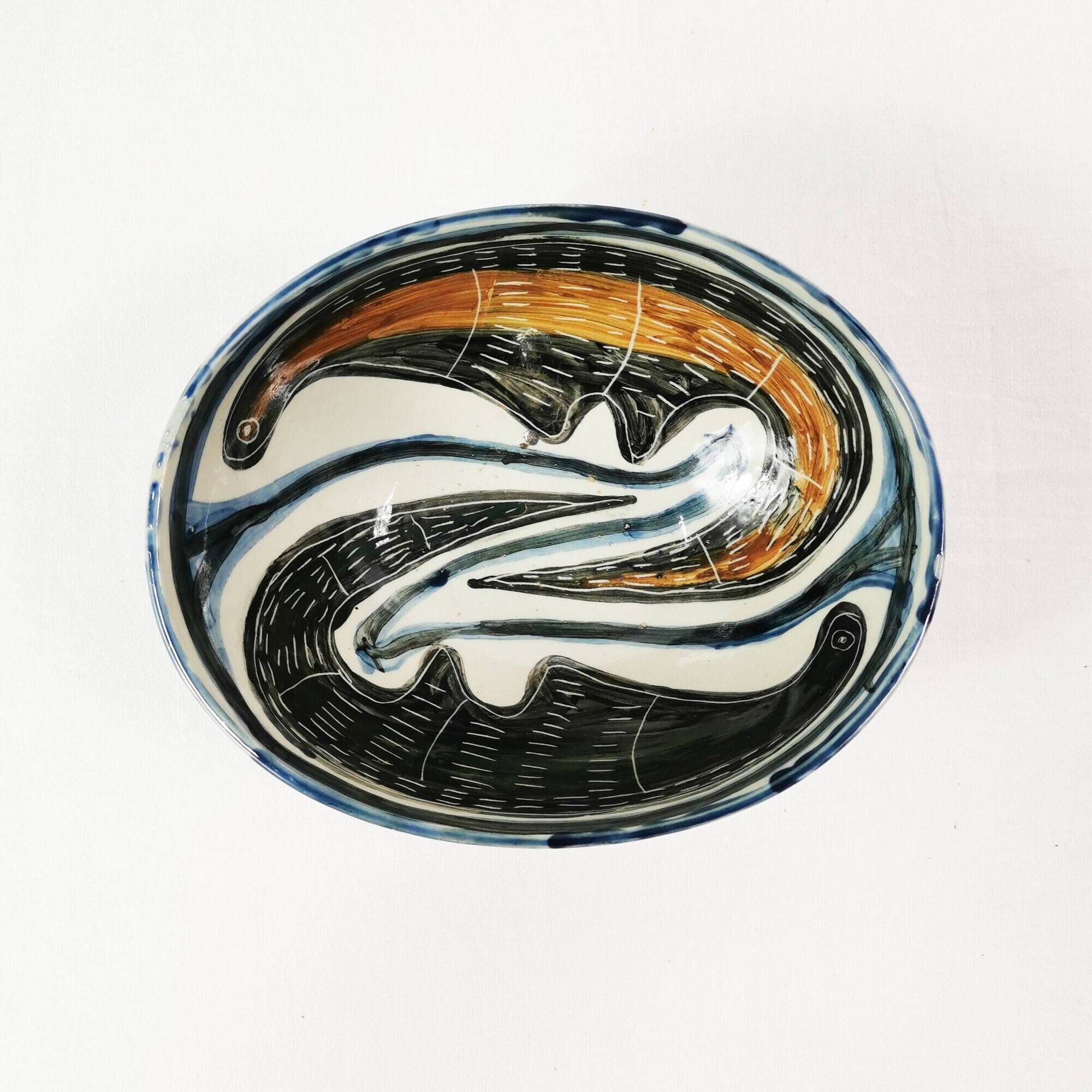Ceramic bowl with an organic motif, Czechoslovakia, 1970s.