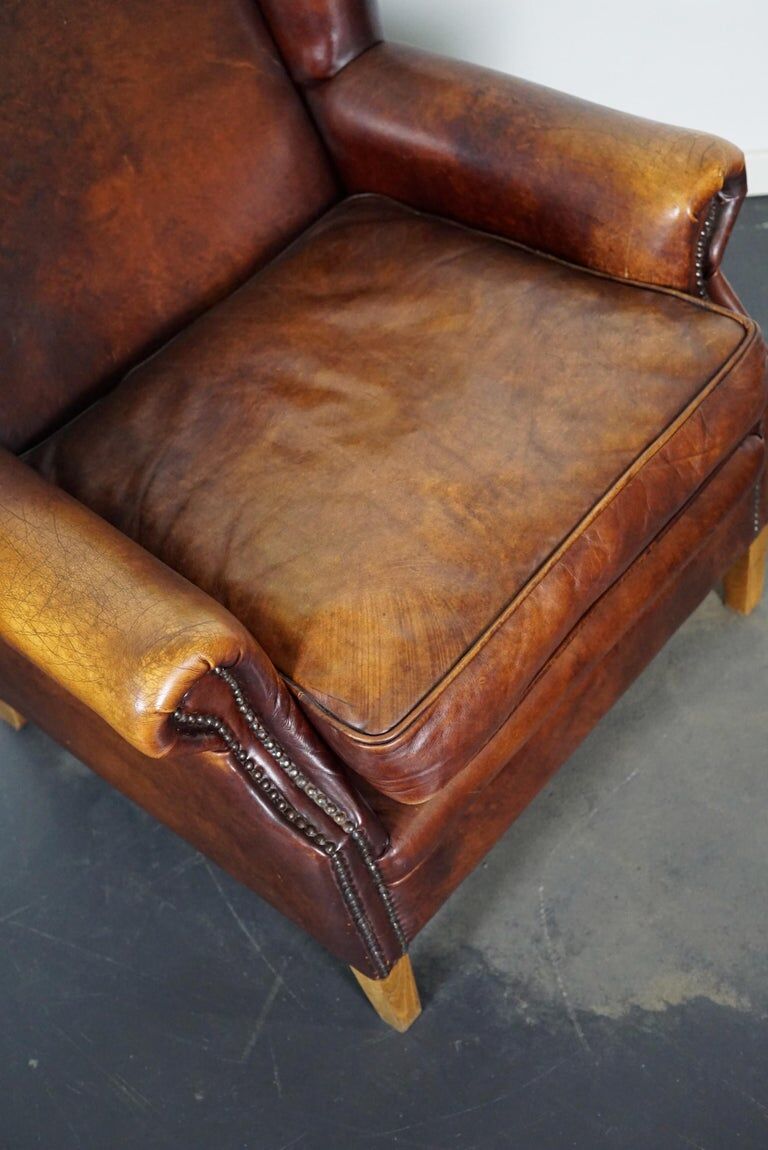 Vintage Dutch leather club armchair