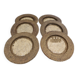 Set of 6 rattan and cane trays, 1970