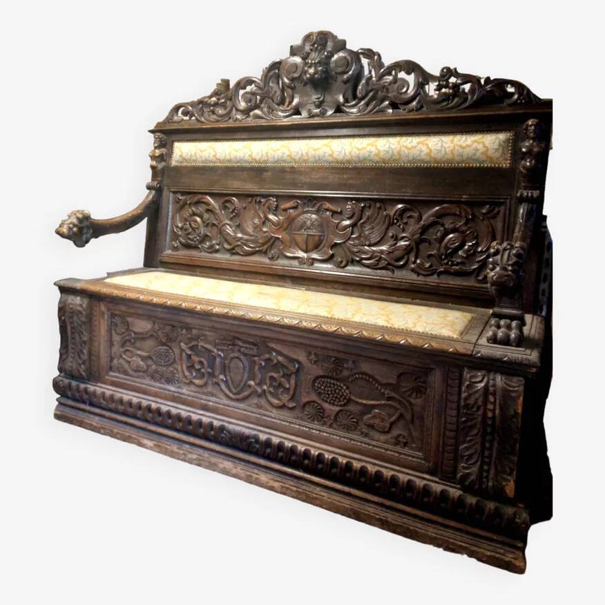 Antique chest bench, France, 19th century.