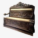 Banc-coffre ancien, france, xixe siècle.