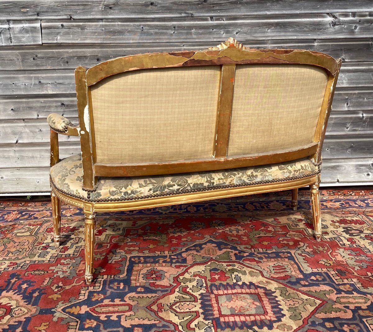 Gilded carved wooden bench louis XV XVIII century