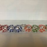 Multicolored polka dot patterned liquor service