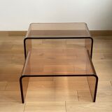 2 altuglas smoked nesting coffee table, 1970s