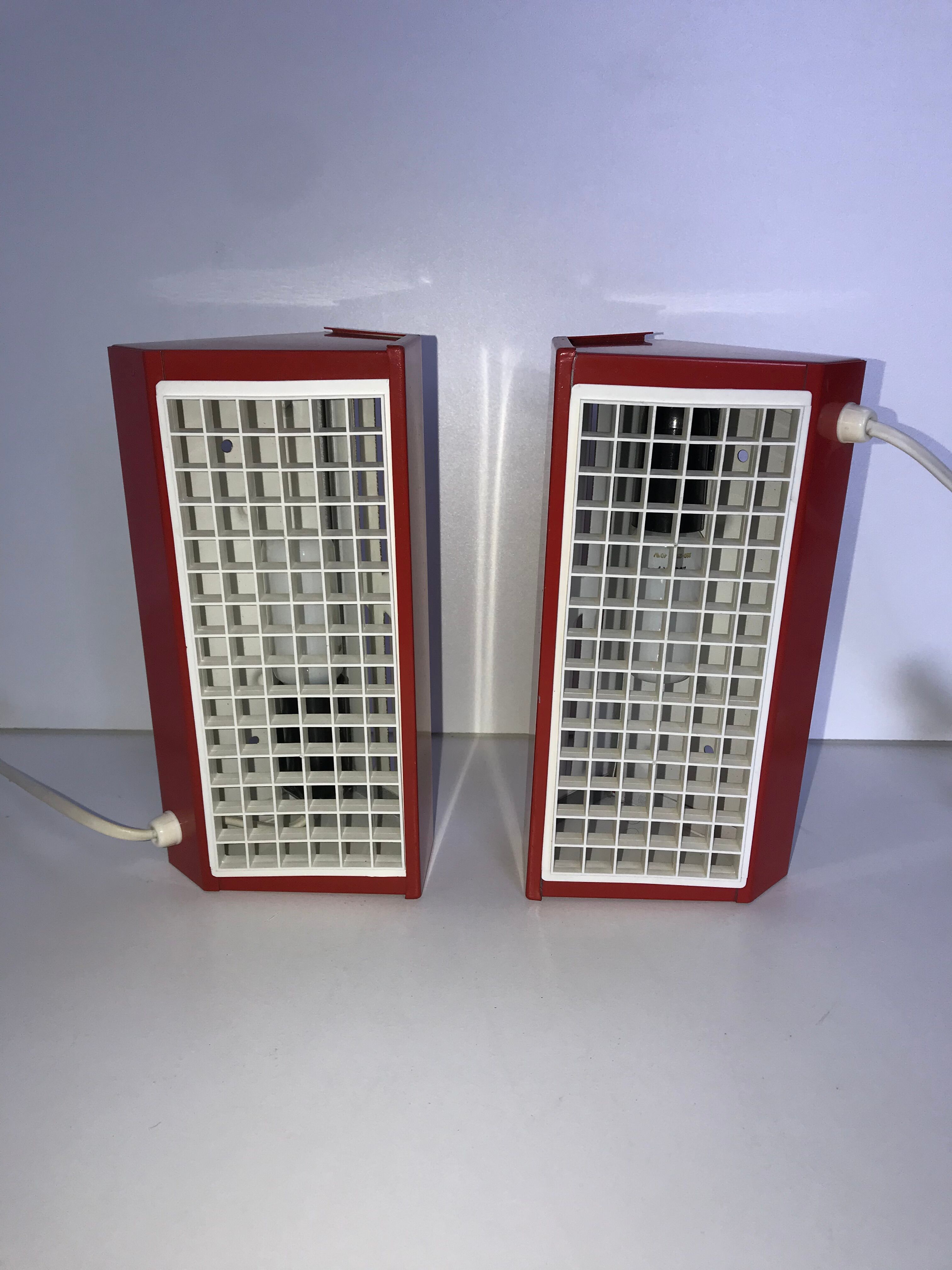 Pair of IKEA metal wall lights, type V204, red