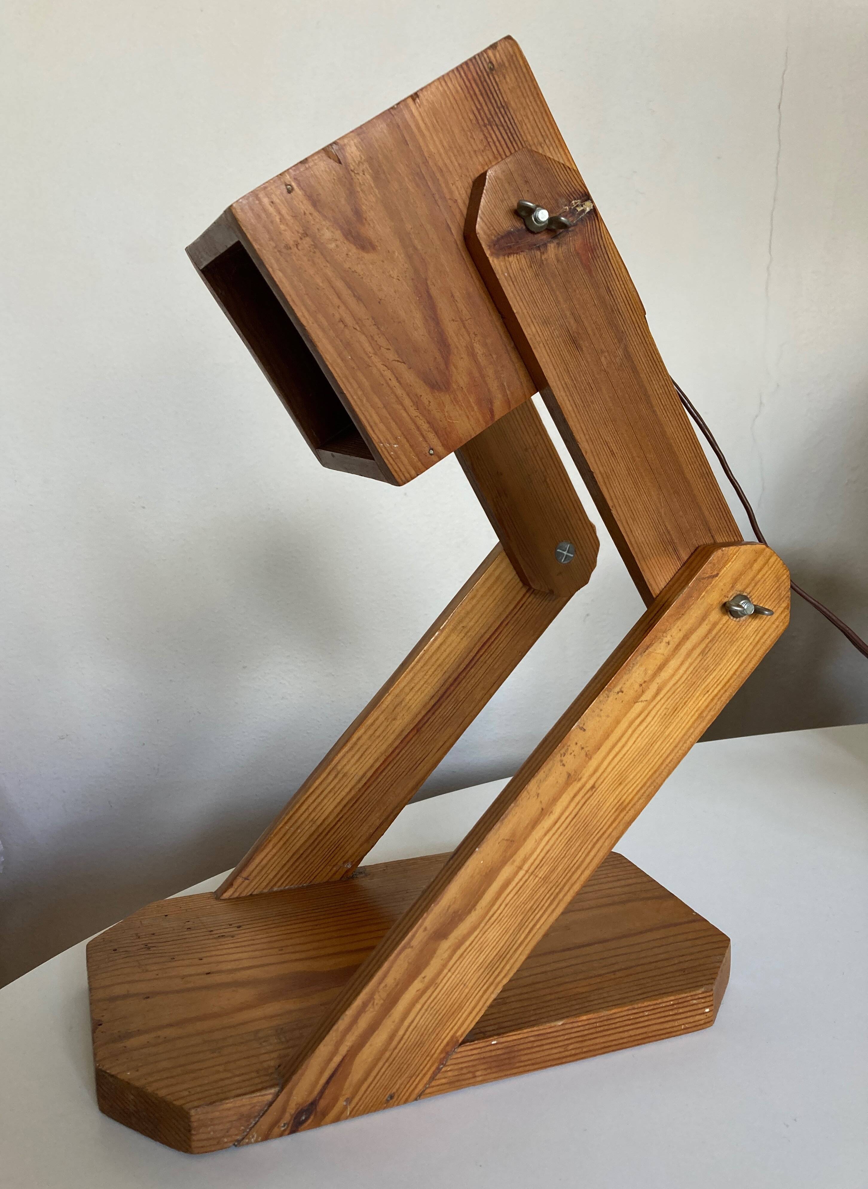 Articulated cocotte lamp in pine wood 1970