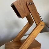 Lampe cocotte articulée en bois de pin 1970