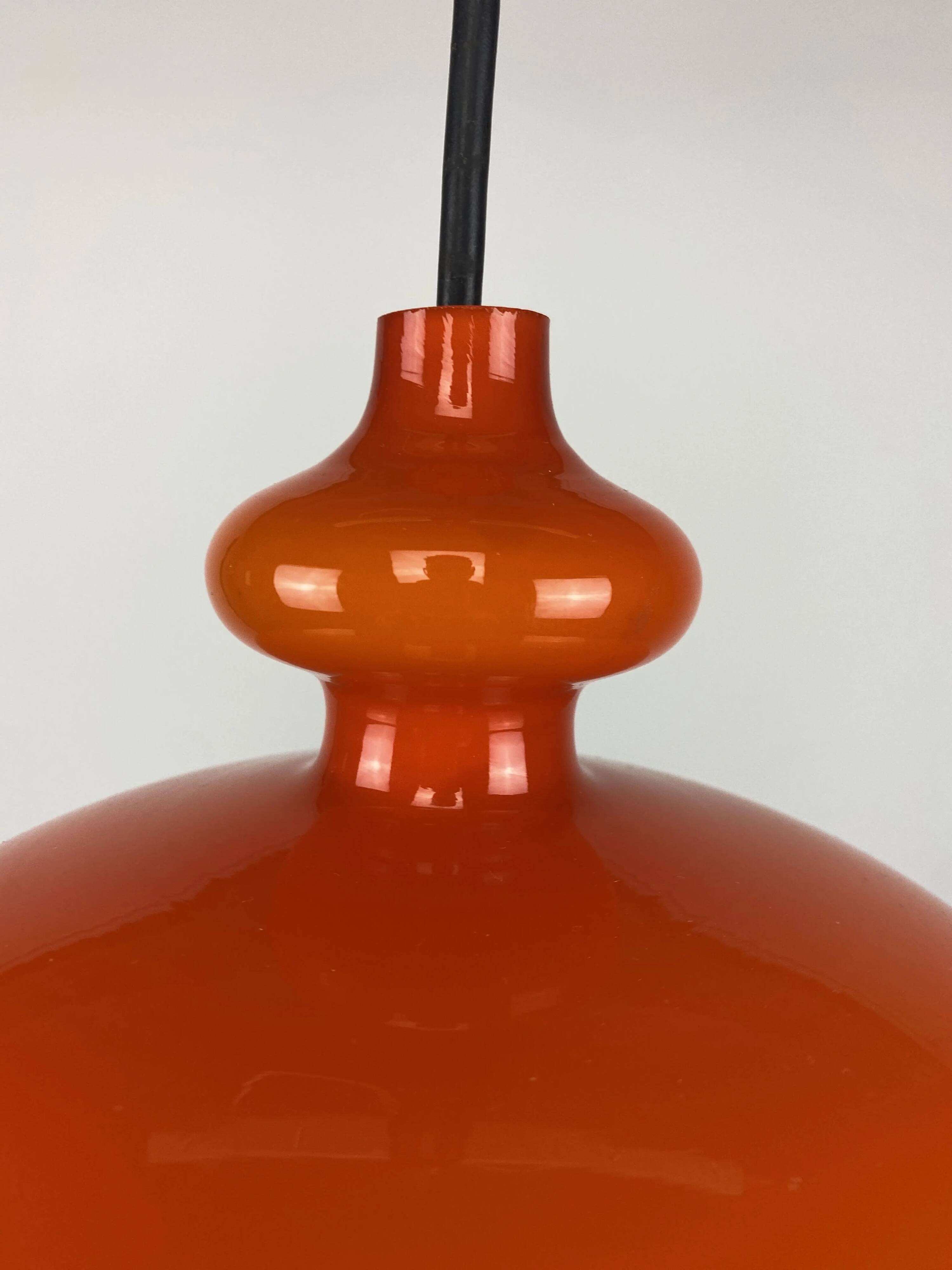 Orange glass suspension light Swedish Oplight by Hans Agne Jakobsson for AB Markaryd