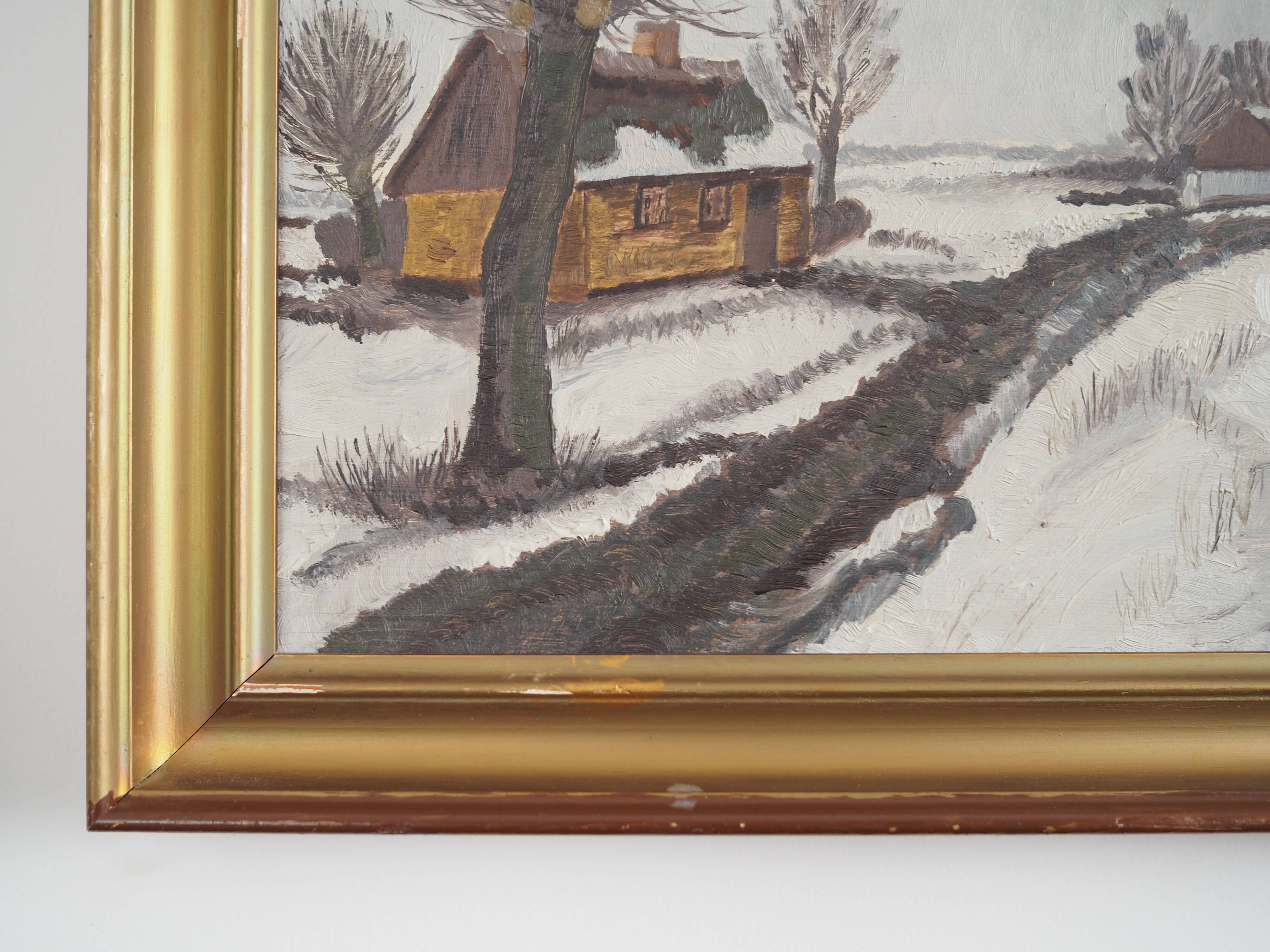 Painting „The Winterscape”, Scandinavian design, 1960s