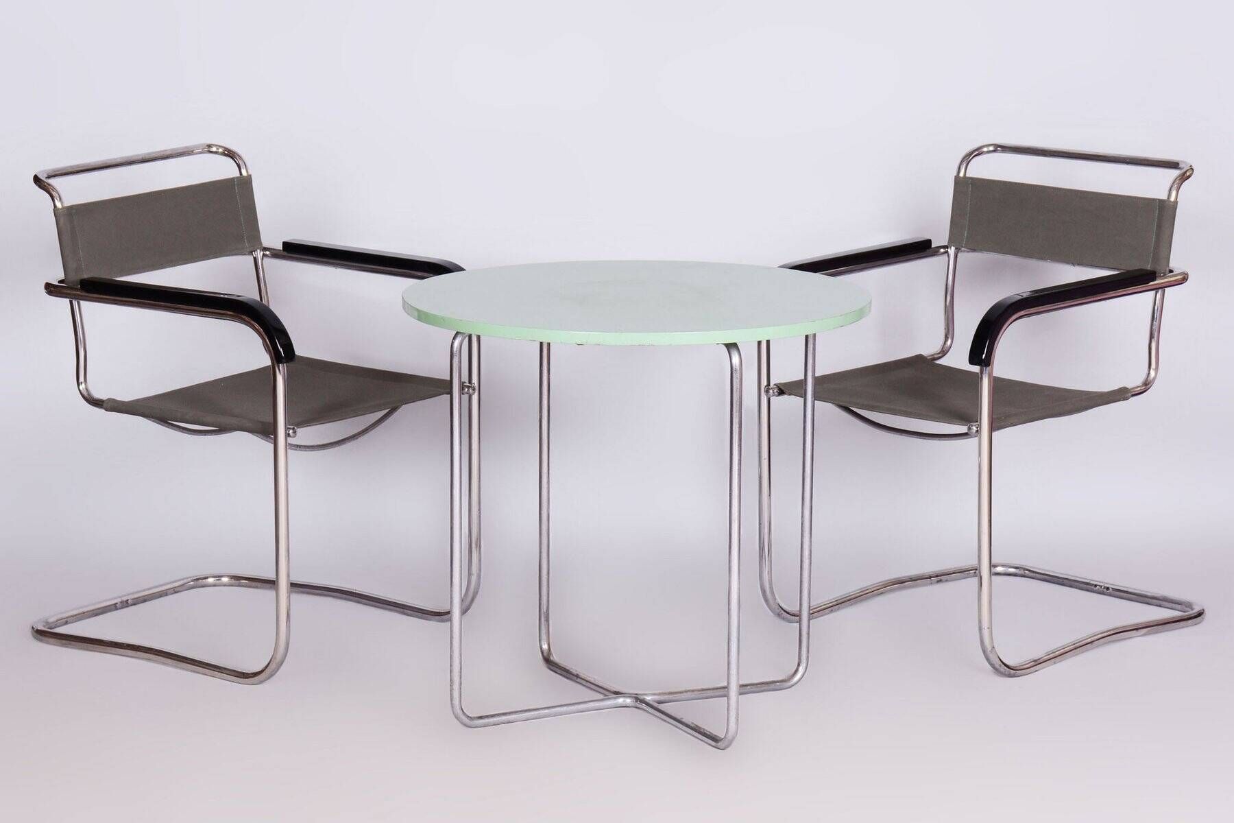 Chaises de Bauhaus restaurées en tissu Iron-Garn par M. Breuer, République tchèque, années 1930, ensemble de 2