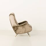 Italian velevet mid century lounge chair in the style of Marco Zanuso, 1960