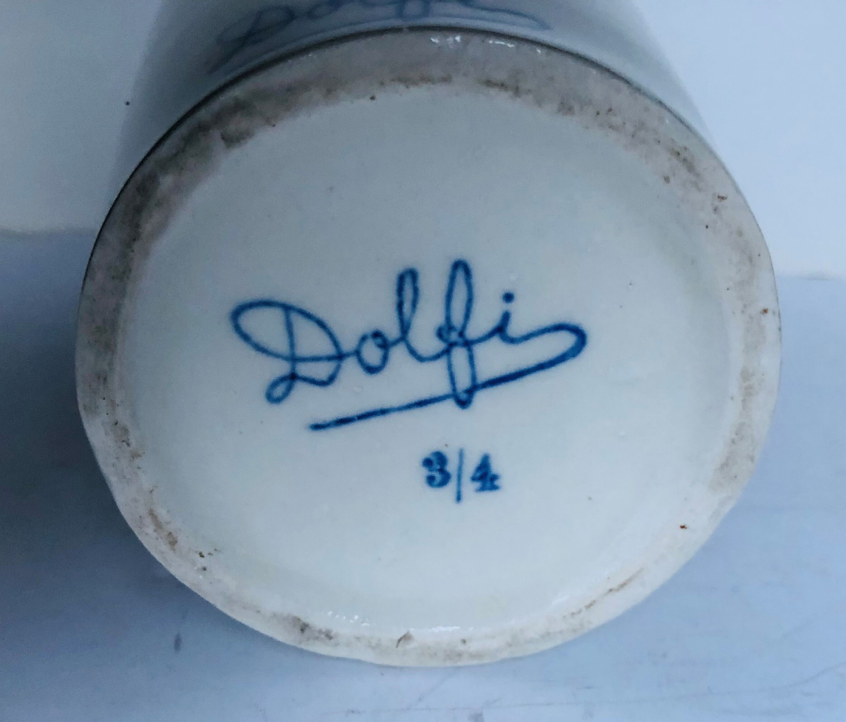 Pitcher in glazed stoneware signed Dolfi