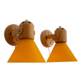 Pine wall sconces from Solbacken, 1975, set of 2