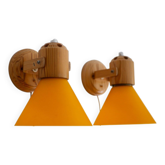 Pine wall sconces from Solbacken, 1975, set of 2