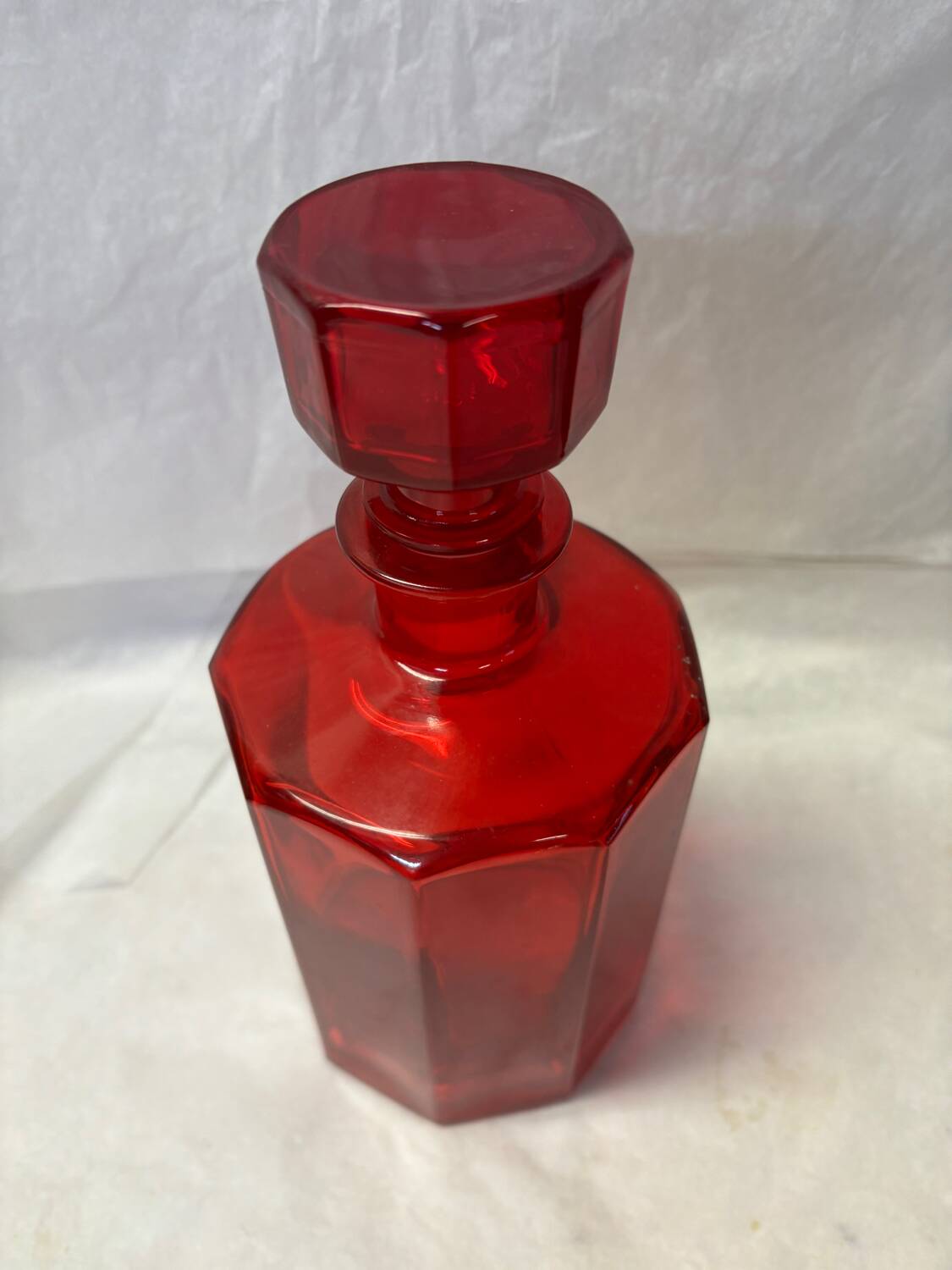 Red glass carafe