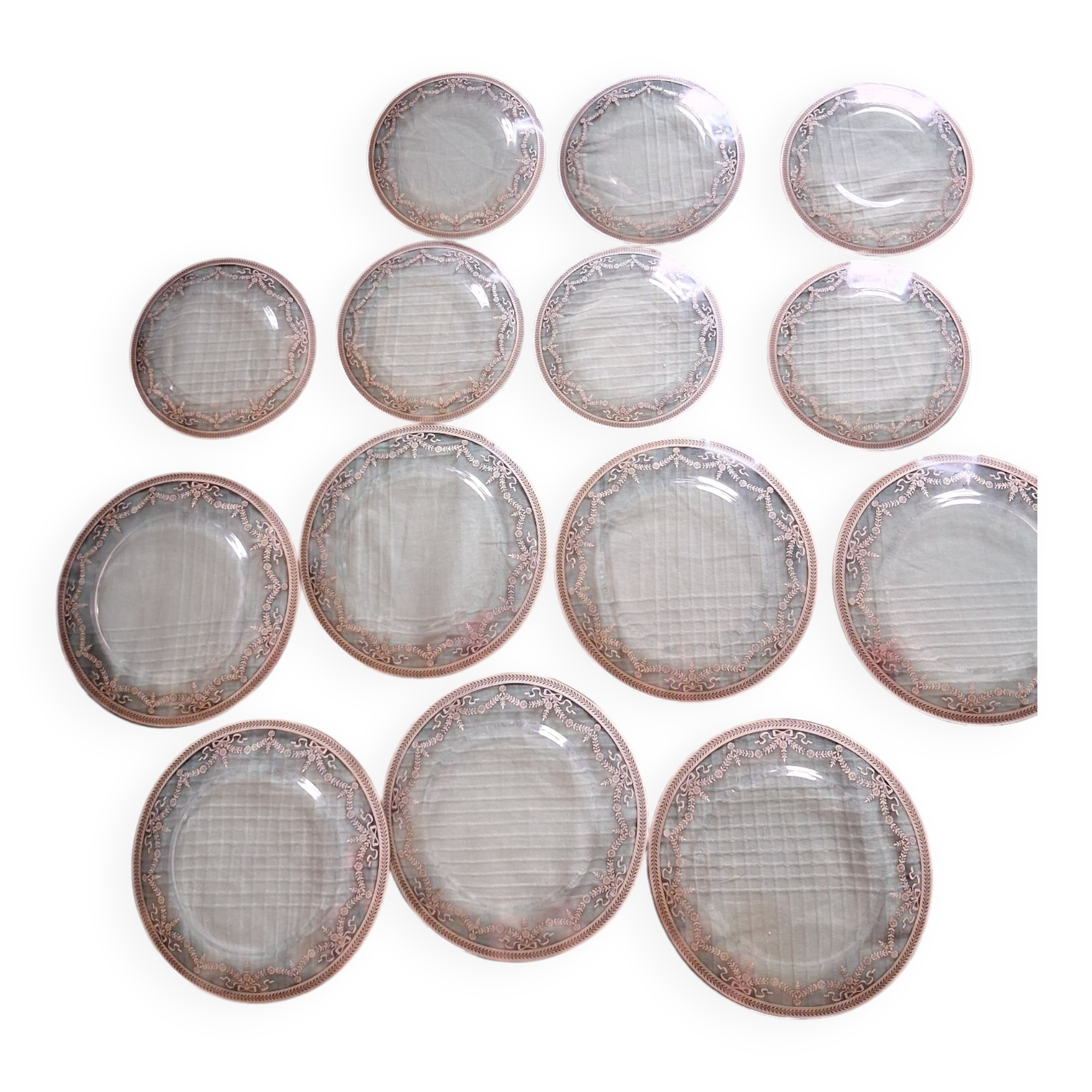 Silver-decorated service plates