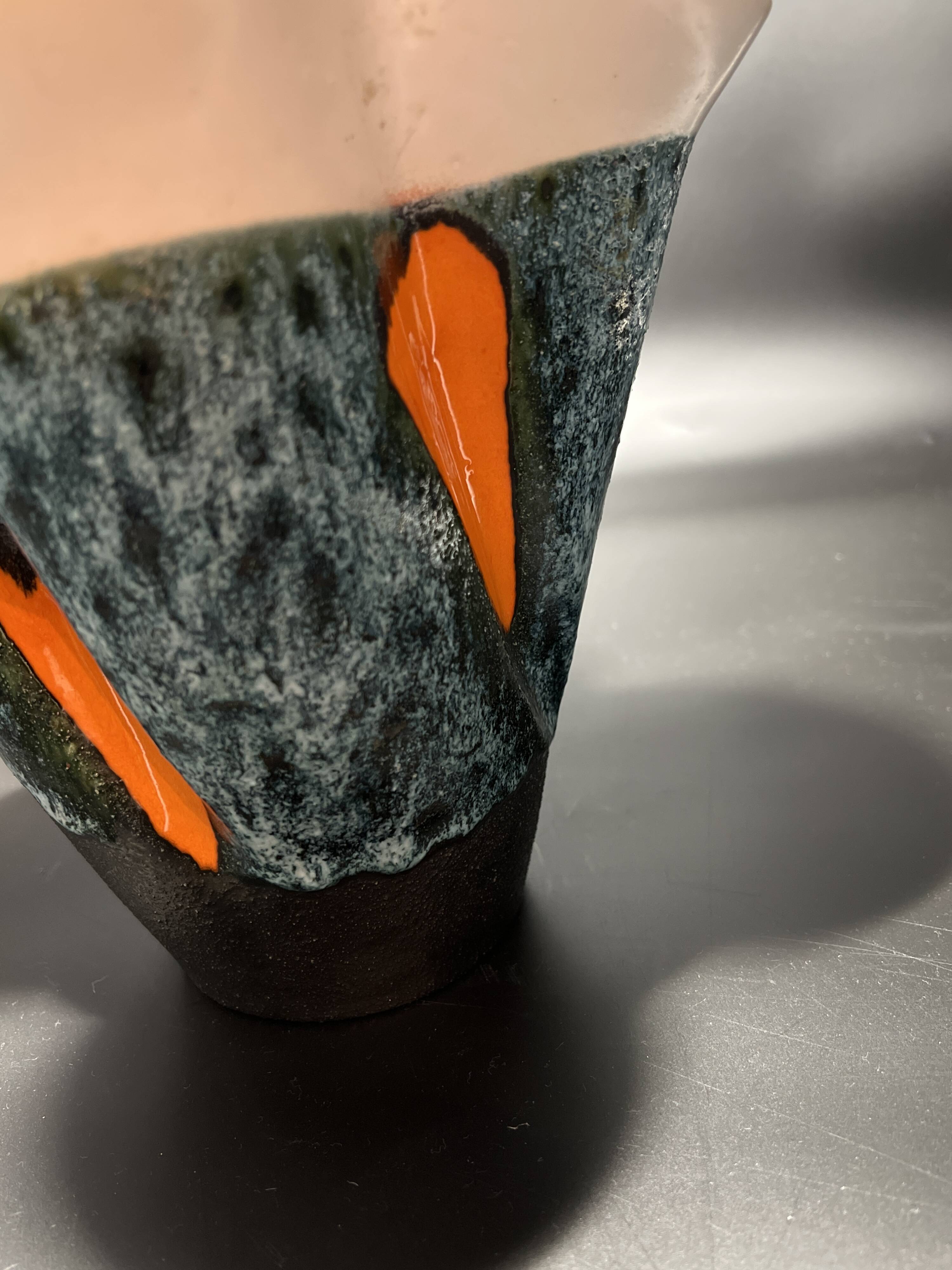 Enamelled ceramic vase signed Elchinger 1950