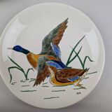 Service modèle oiseaux en faïence polychrome Gien peinte à la main