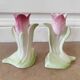Paire vases soliflore art deco barbotine tulipe