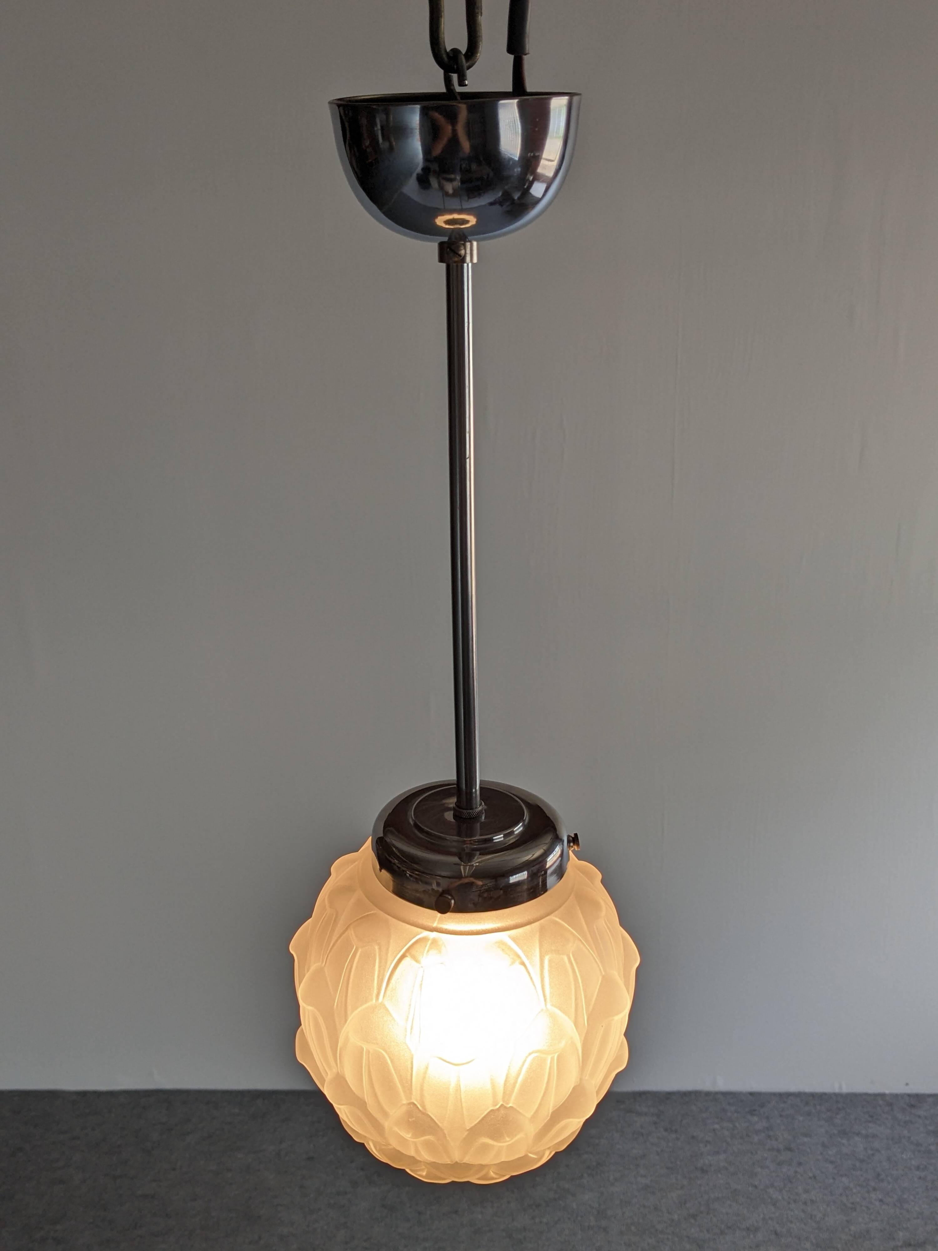 Art Deco frosted glass pendant light circa 1920