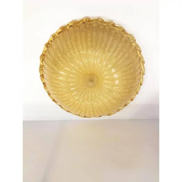 Venetian Amber Graniglia Budino Murano Glass Flush Mount by Simoeng