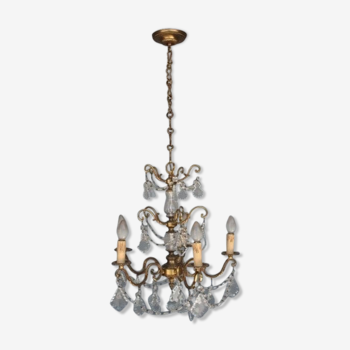 Gilded tassels time 1900 bronze chandelier