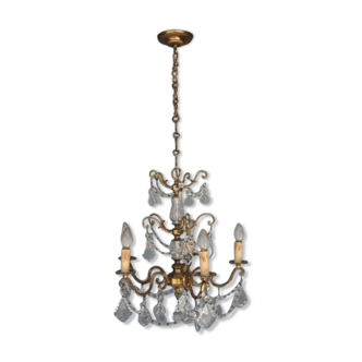 Gilded tassels time 1900 bronze chandelier