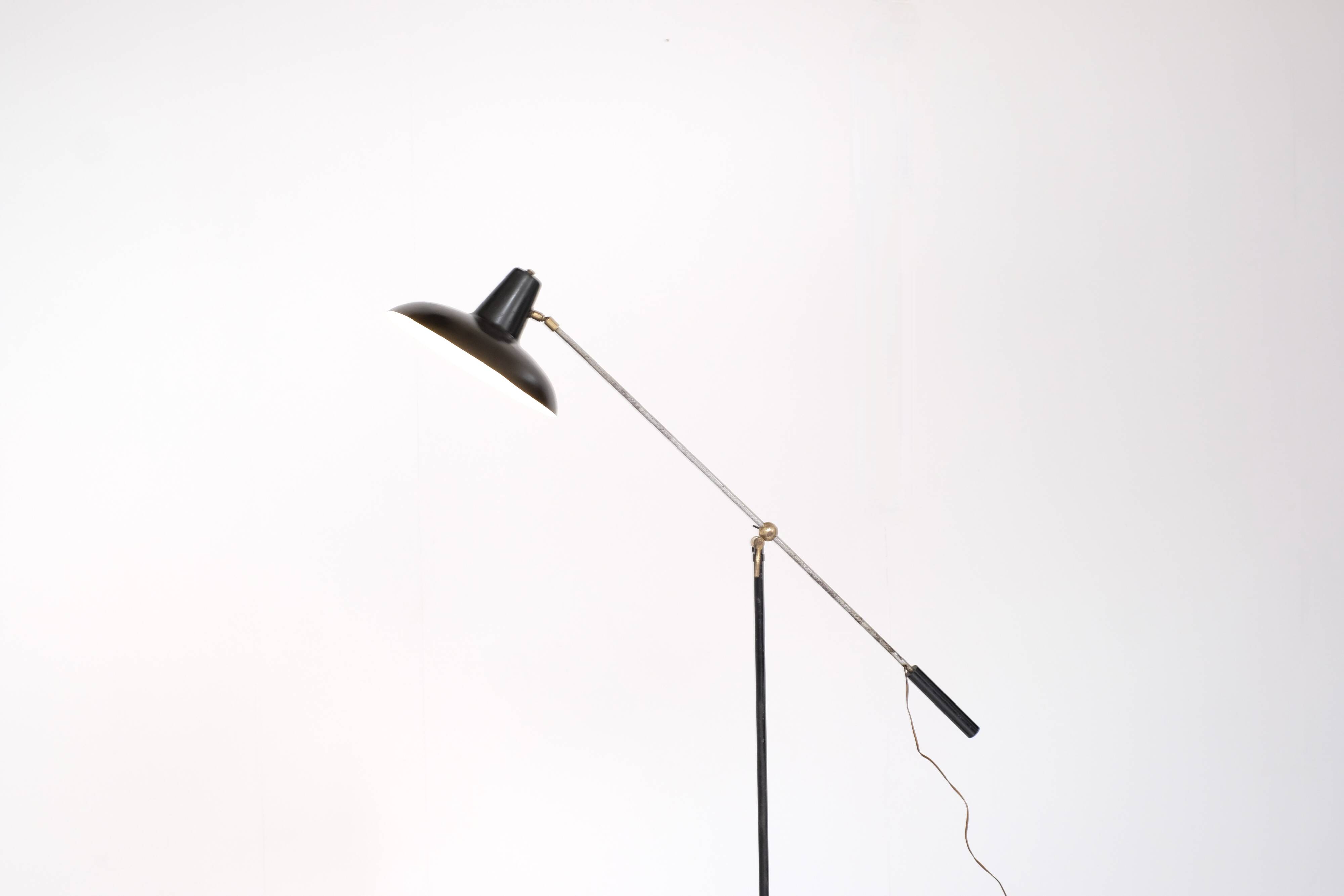 Metal and brass floor lamp, France - 1950s