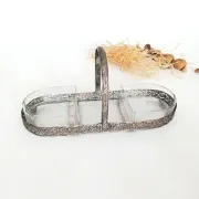 Louis XVI style table servant for hors d'oeuvres in silver-plated metal and glass.