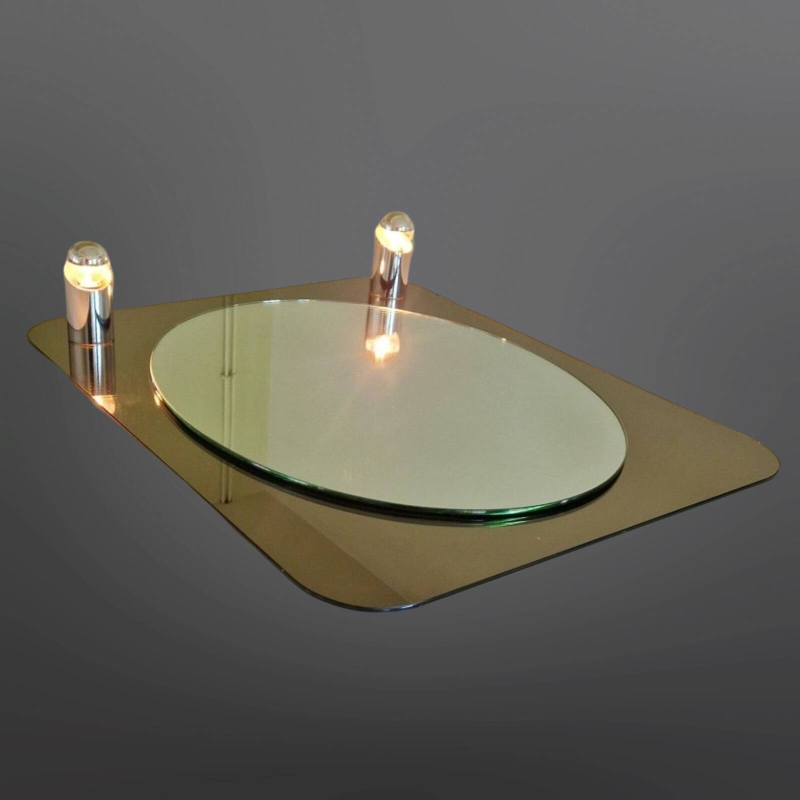 Design wall mirror with lamps, Italy 1970s