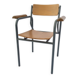 armchair tubular structure wooden seat and armrests