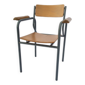 armchair tubular structure wooden seat and armrests