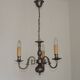 Italian Vintage Silver Brushed Metal 3 Light Flemish Style Chandelier