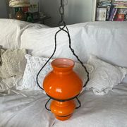 Lustre suspension, vintage, opaline, Orange Annee70