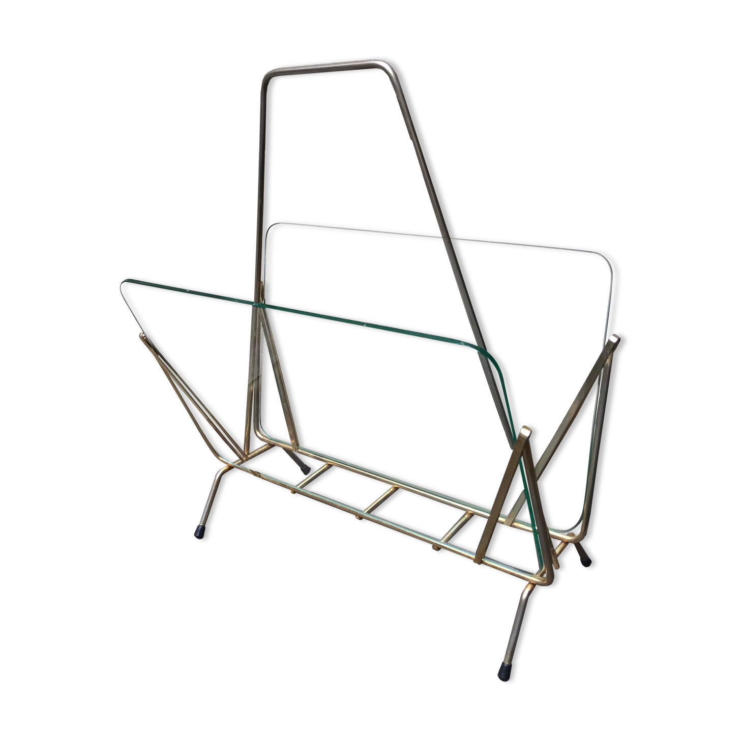 Glass and gold metal magazine door