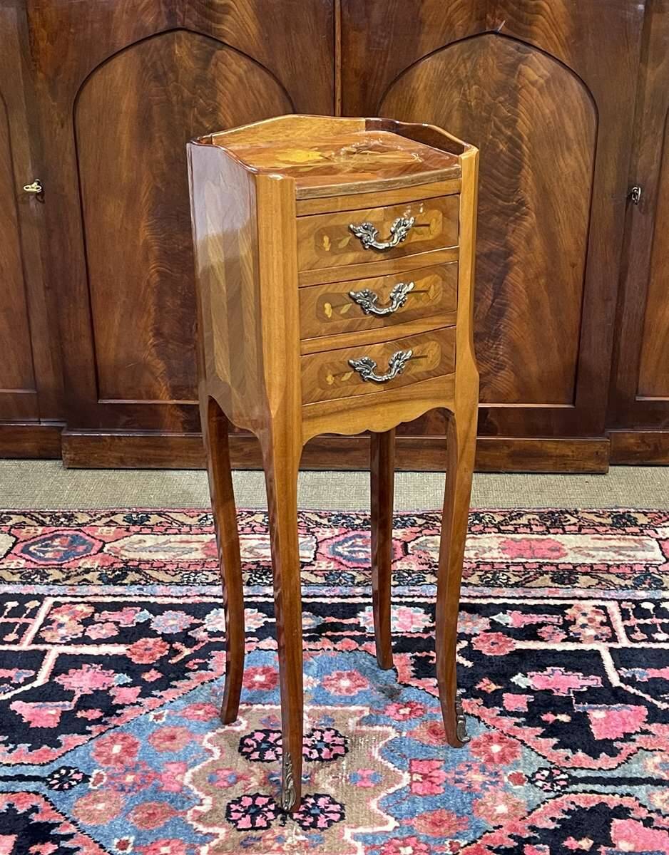 Louis XV style bedside table in rosewood and oak from the 1970s.