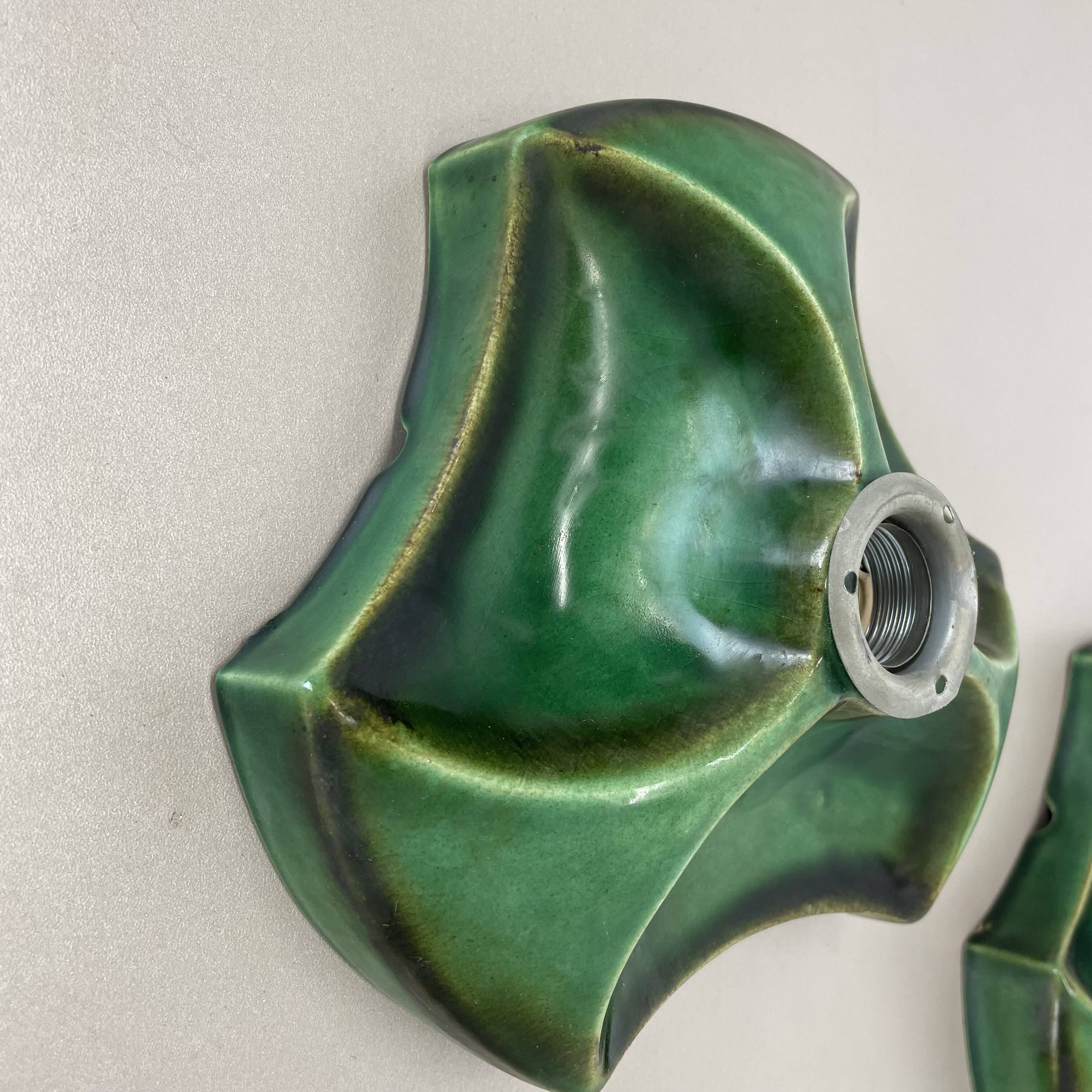 Set of Two Modernist Ceramic Fat Lava Wall Lights by Pan Ceramics, Germany
