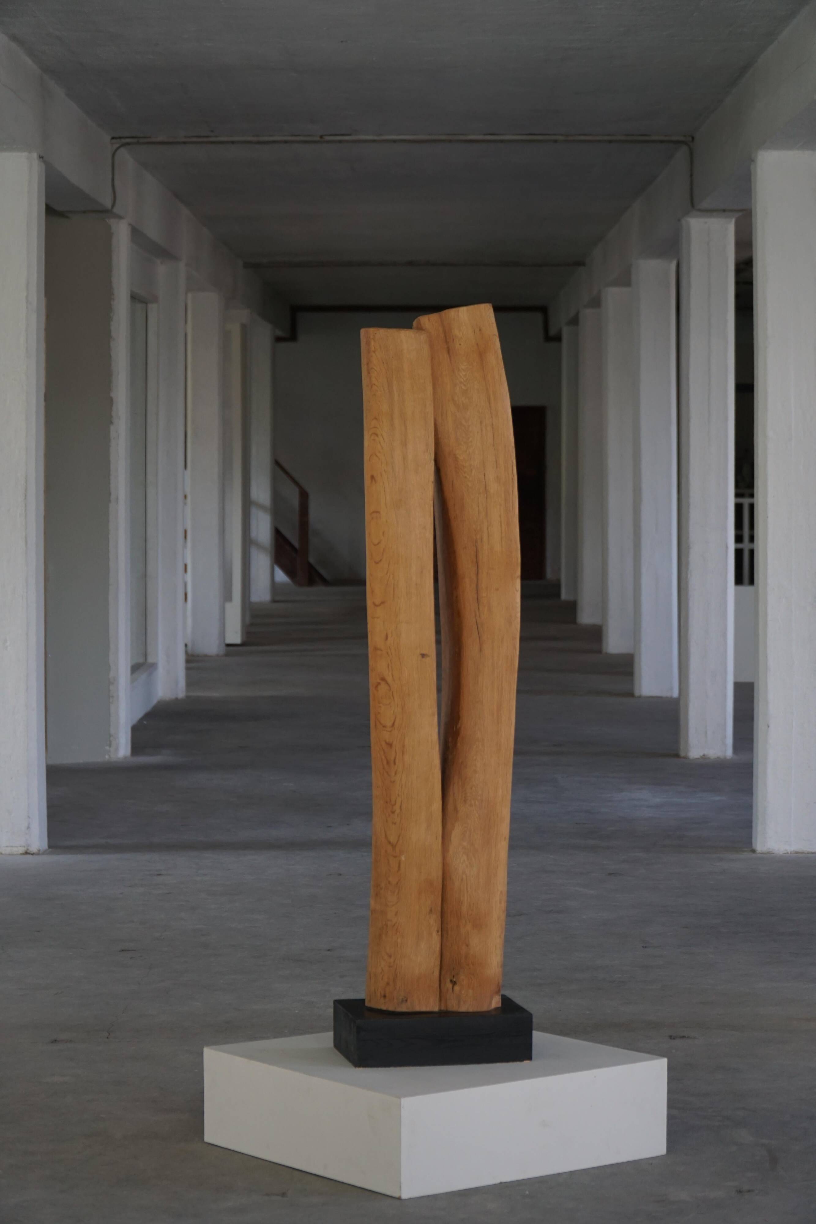 Large Wooden Sculpture "Joy" by Ole Wettergren, Modern Danish, 1980s