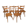 Lot de 6 chaises vintage Adolf Schneck fin 1940 pieds compas bois massif