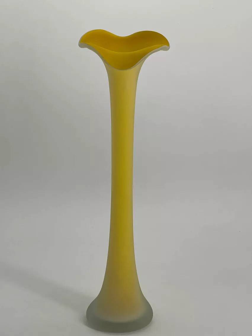 Vintage yellow glass paste vase