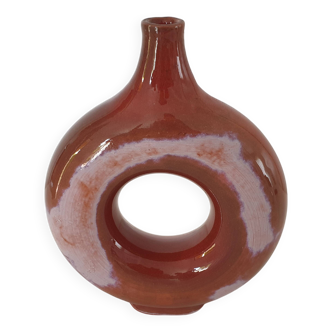 Modern shape ceramic soliflore vase Signed JCB + Symbol print