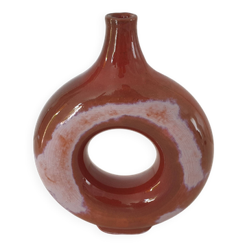 Modern shape ceramic soliflore vase Signed JCB + Symbol print