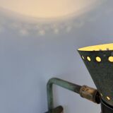 Vintage adjustable wall lamp, brass and patinated green, Italy 1950