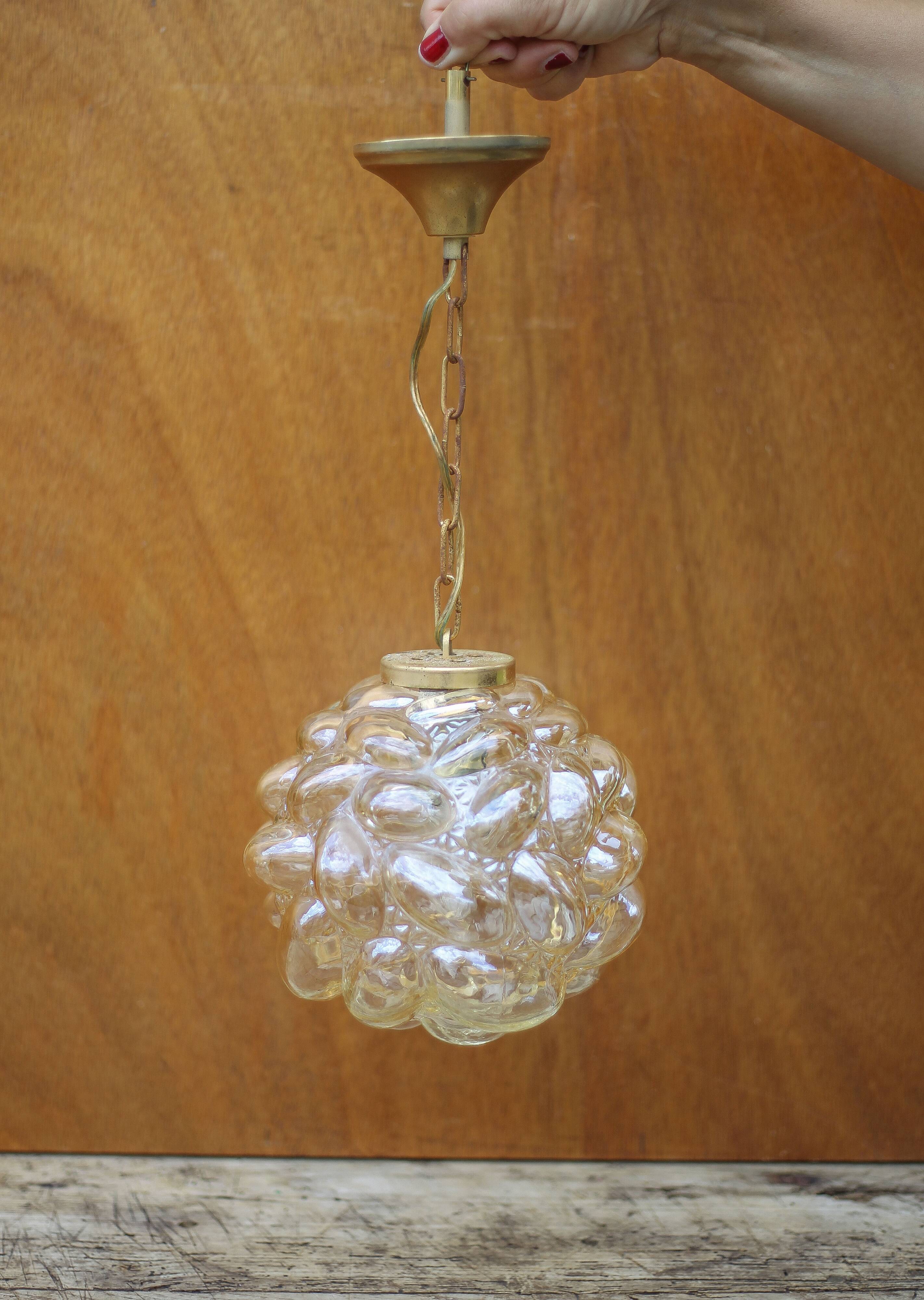 Bubbled glass suspension, glass ceiling lamp, lighting, interior decoration