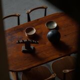 Primitive Swedish oval dining table in pine, early 20th century.