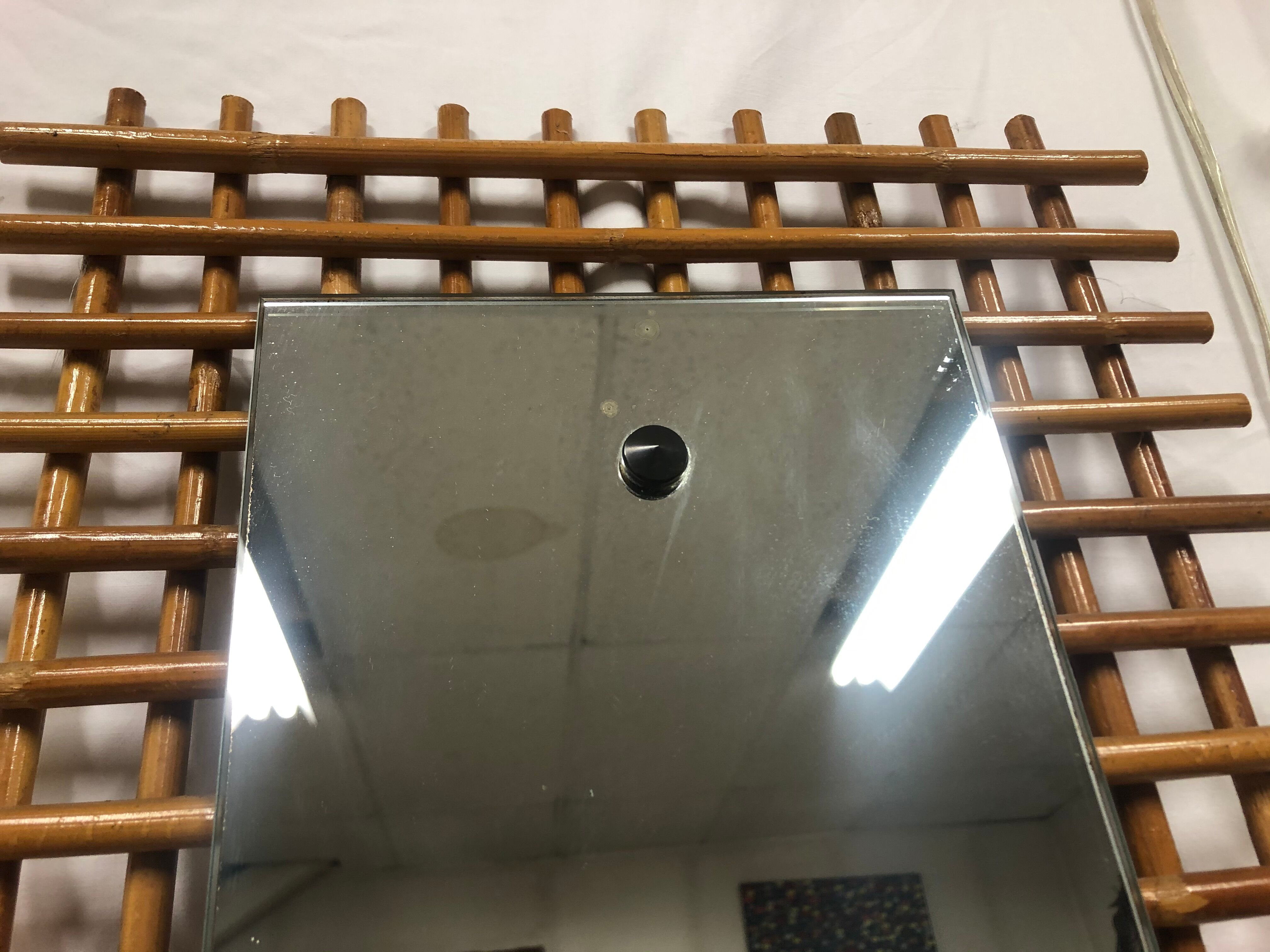 Vintage rattan mirror 1960