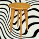 Scandinavian style stool in solid wood, splayed legs, 1960s.