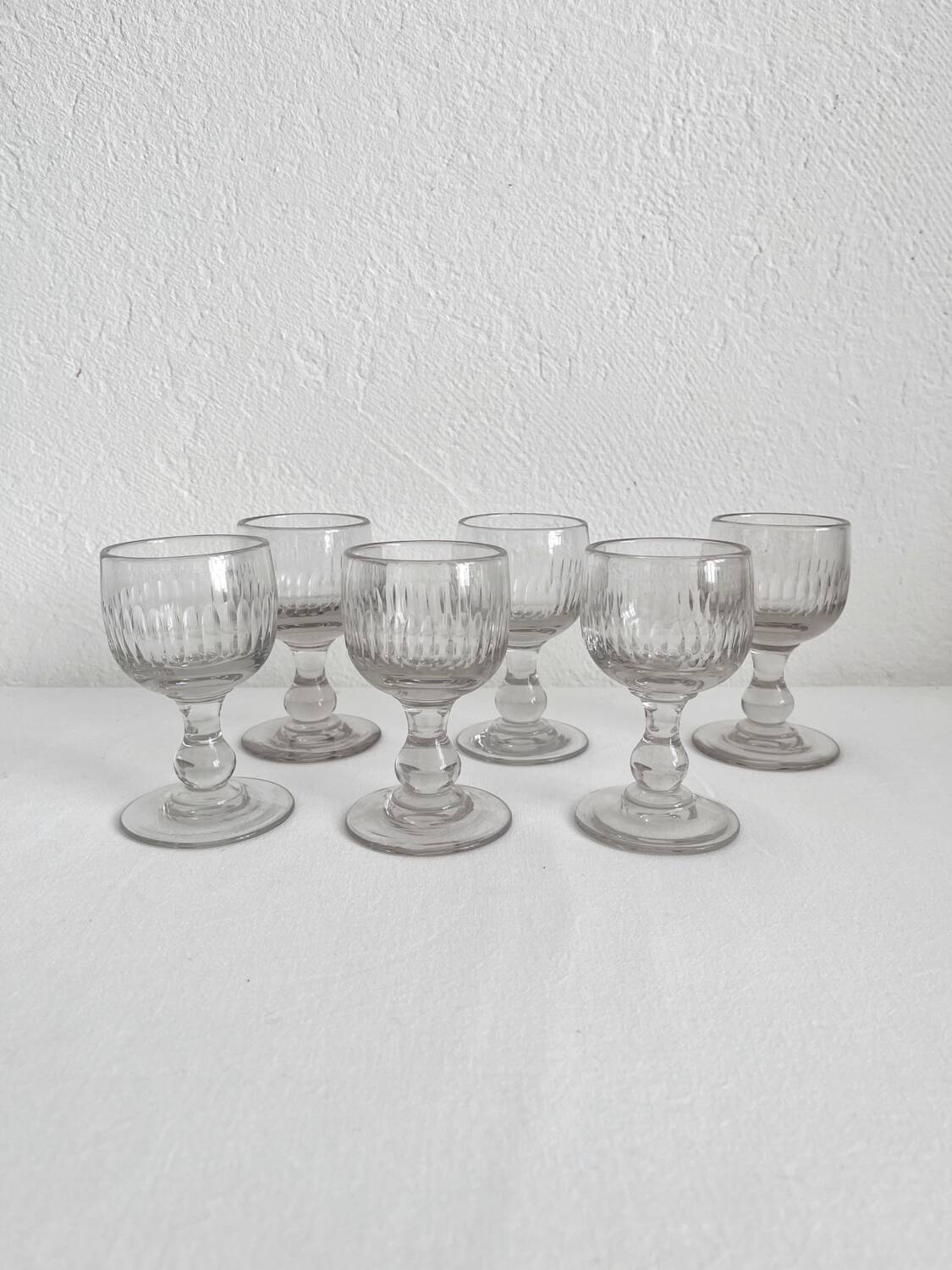 6 old hollow-ribbed glasses from the end of the 19th century