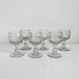6 verres anciens à côtes creuses, fin 19ème
